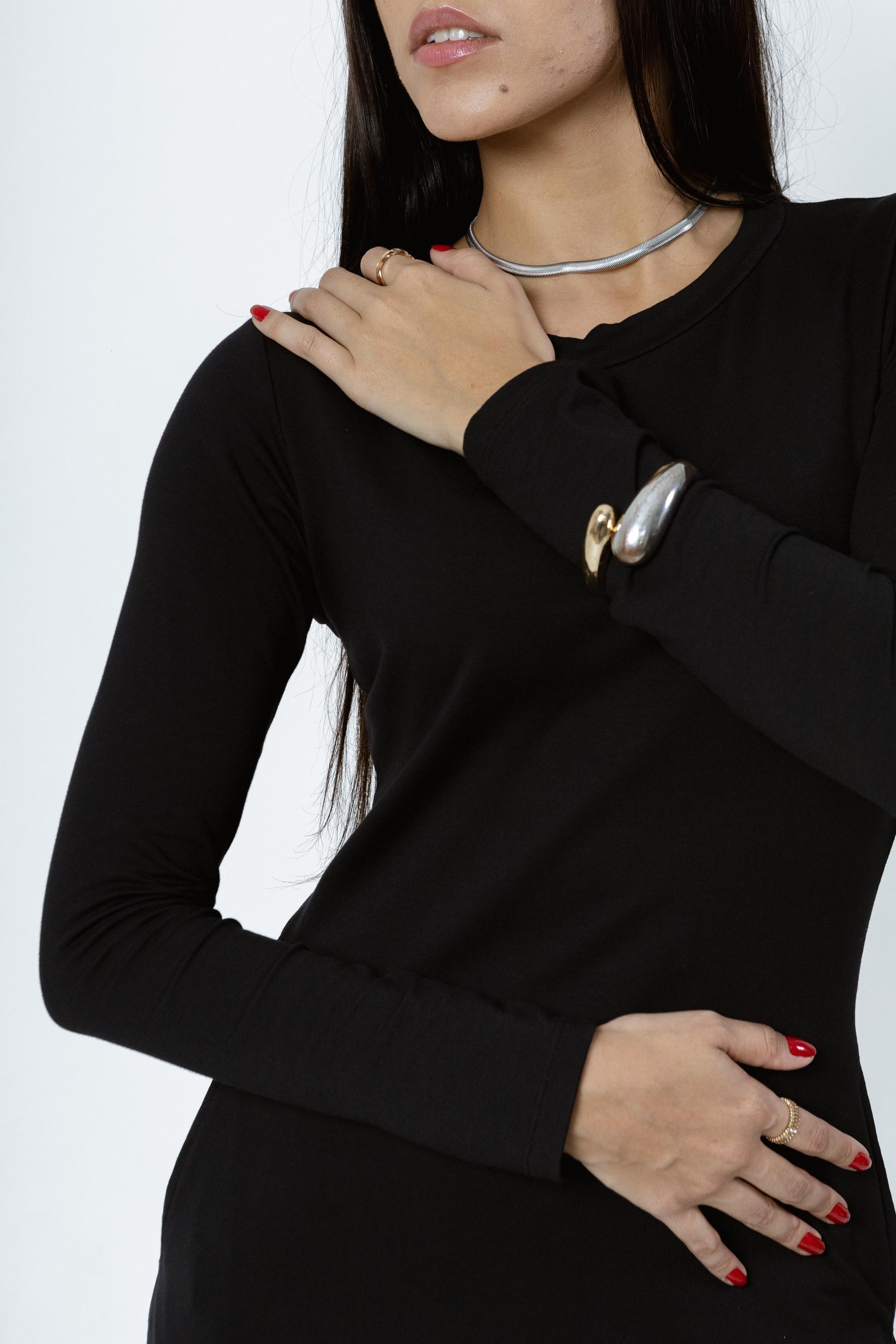 Vestido Midi Êvase Manga-Longa Manuela