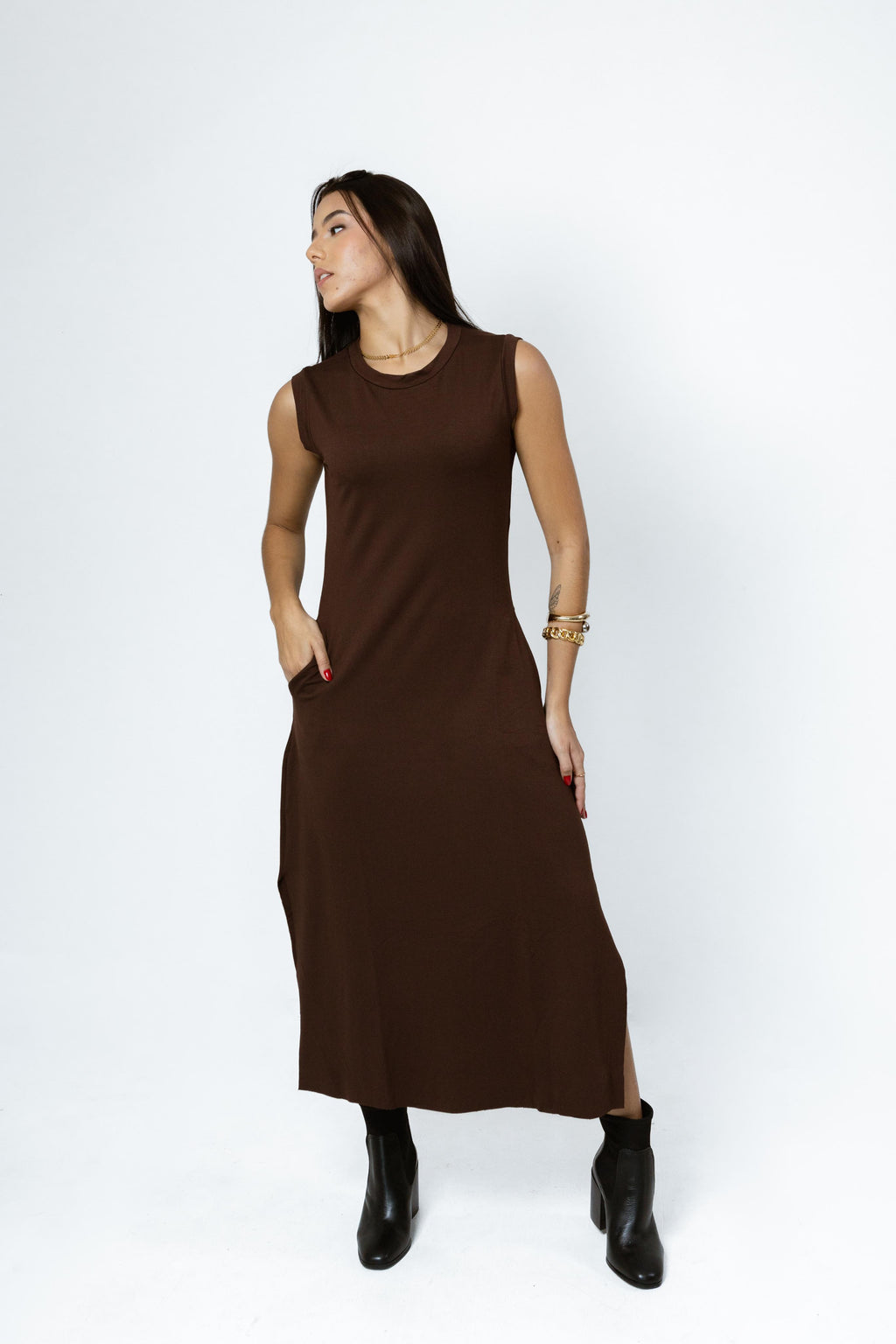 Vestido Midi Êvase Regata Manuela