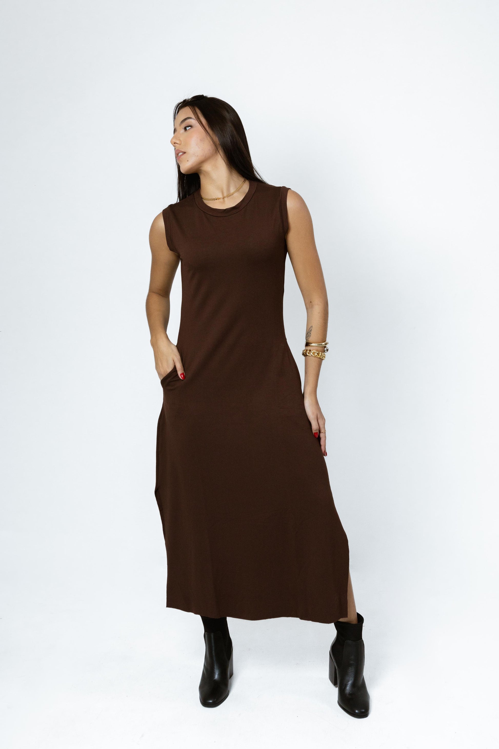 Vestido Midi Êvase Regata Manuela